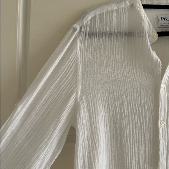 Zara White Button-Up Shirt Long Sleeve Size Small - Picture 2 of 4